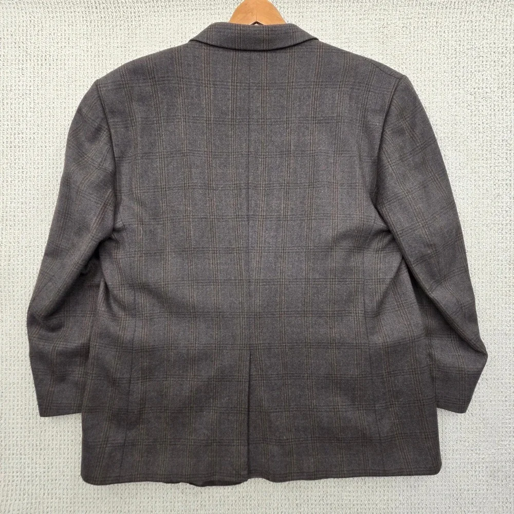 Jos A Bank Mens 52L Brown Glen Plaid 100% Wool Two Button Blazer Sport Coat